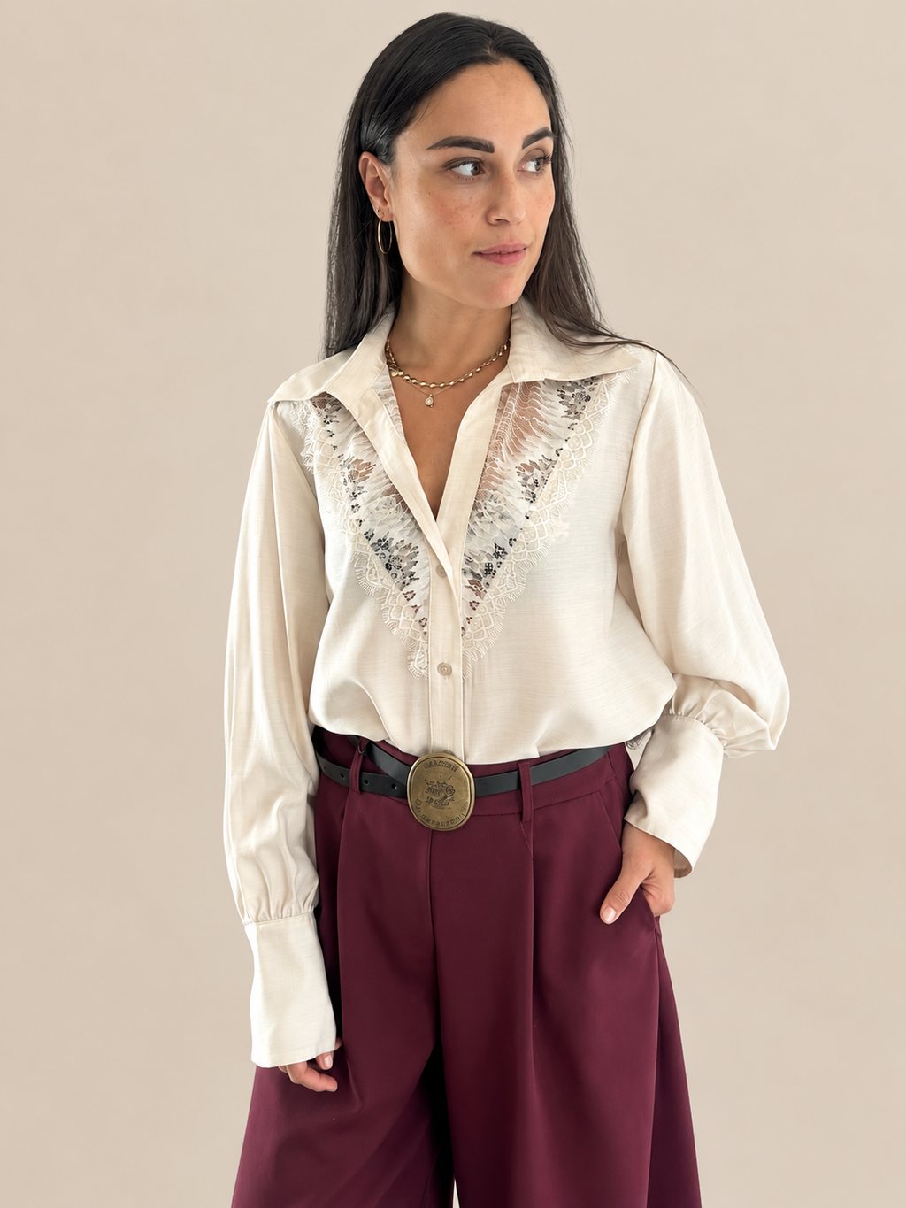 Camicia con pizzo Haveone CDM-R057