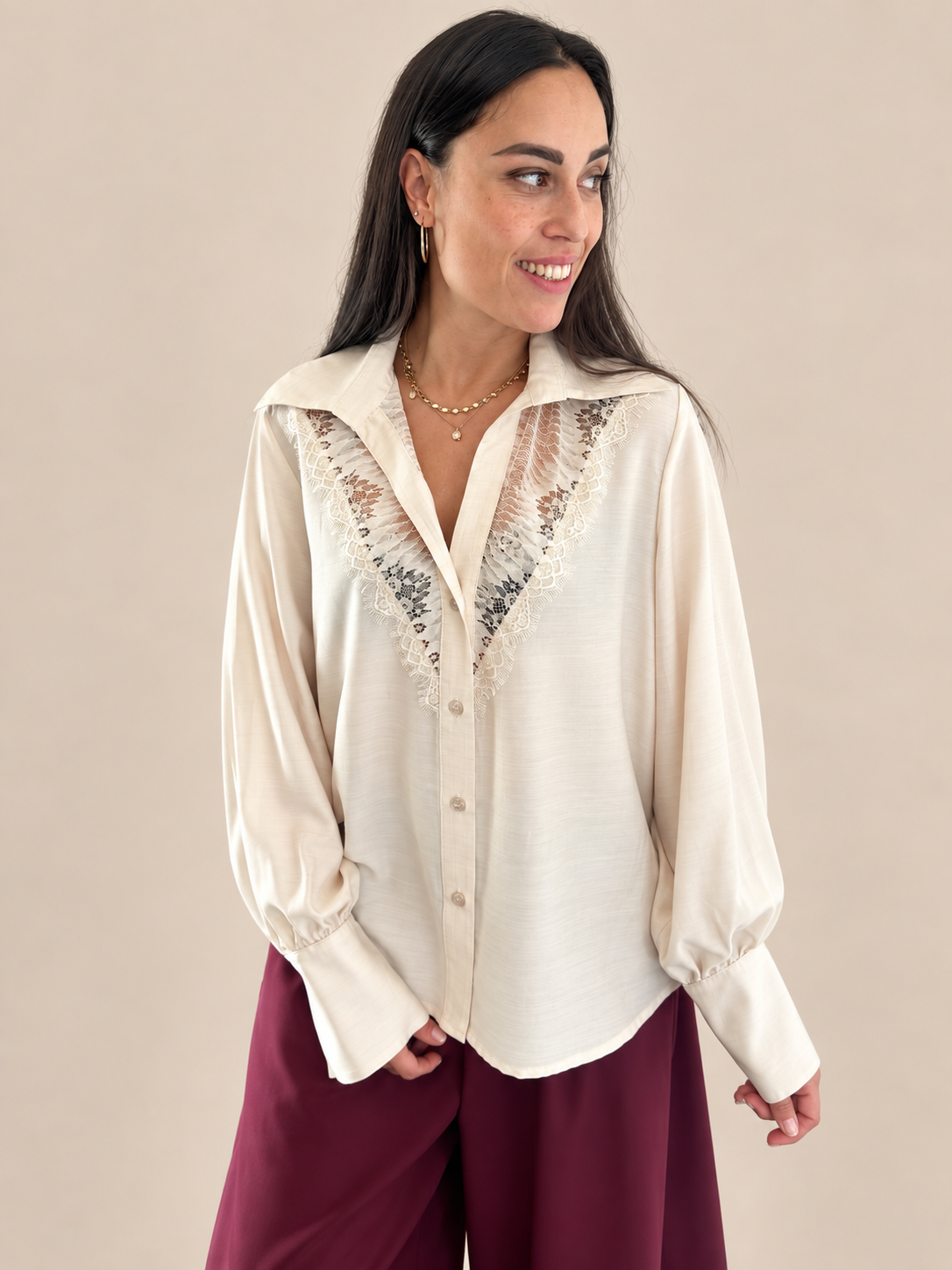 Camicia con pizzo Haveone CDM-R057