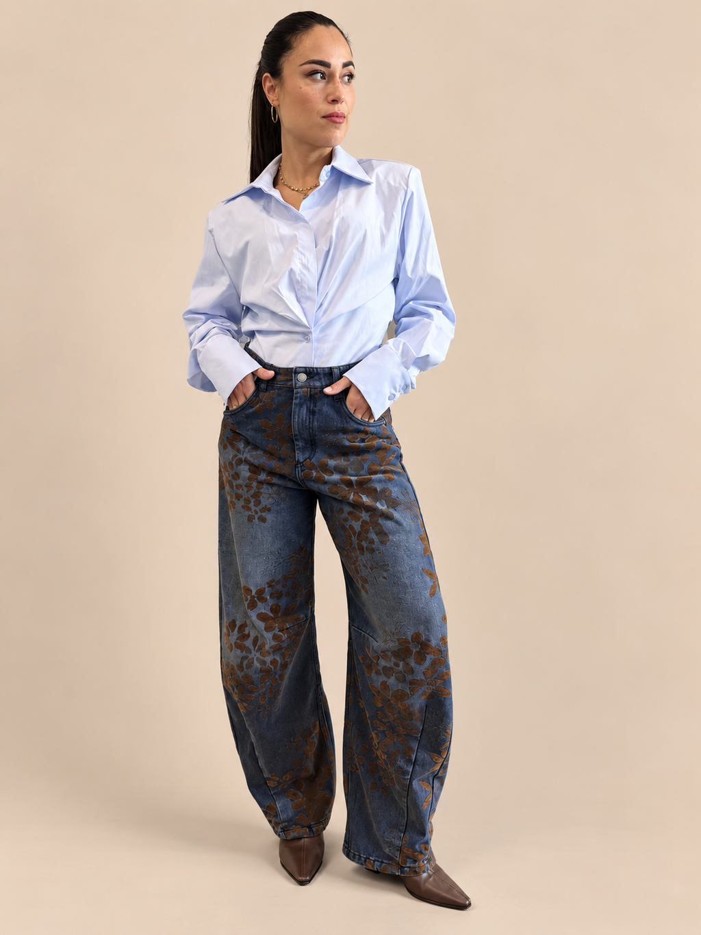 Jeans a fiori Tensione In W26P207