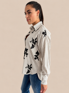 Camicia a righe con paillettes Haveone CGE-R041