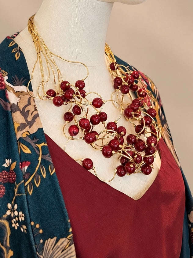 Collana multifilo con pepite