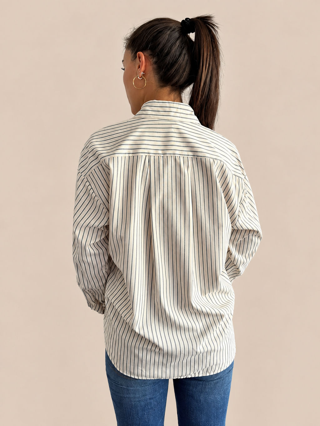 Camicia a righe con paillettes Haveone CGE-R041