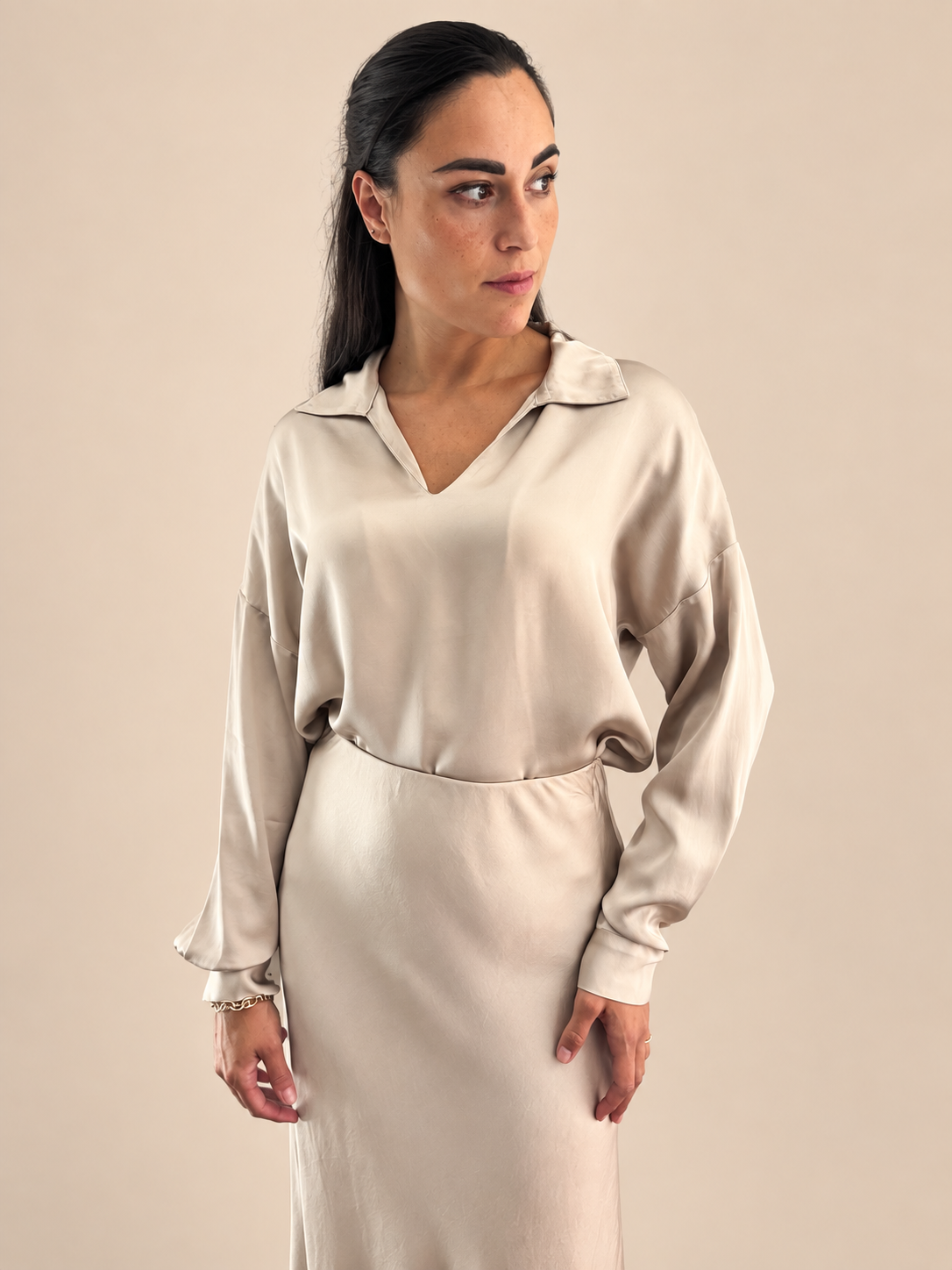 Camicia viscosa Haveone TWG-R003 - Beige