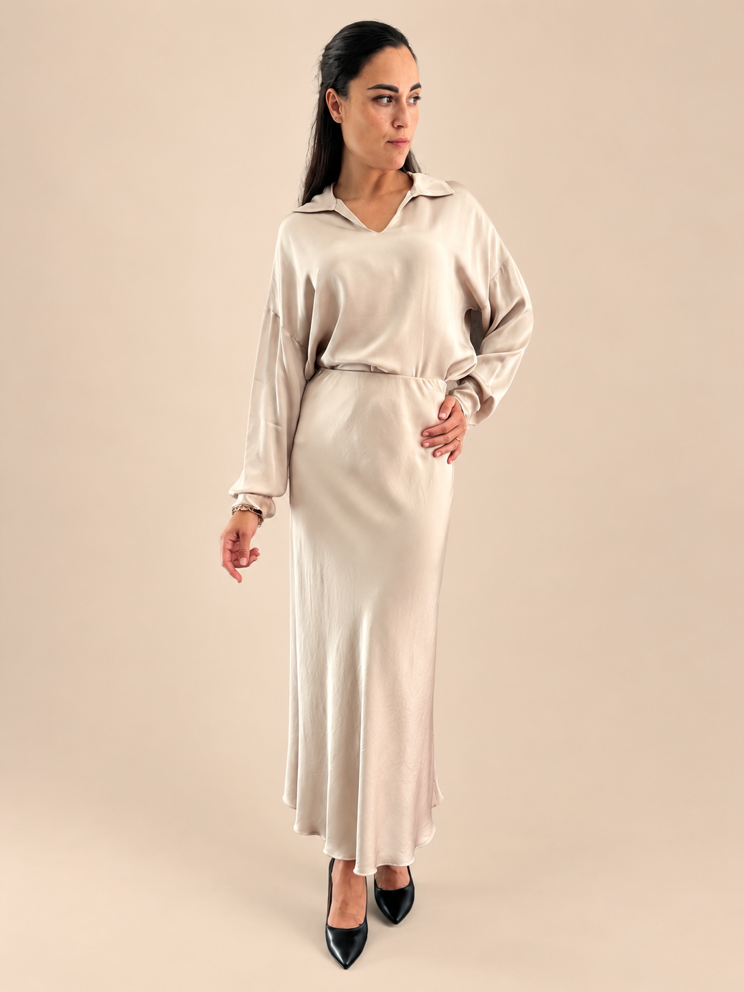 Camicia viscosa Haveone TWG-R003 - Beige